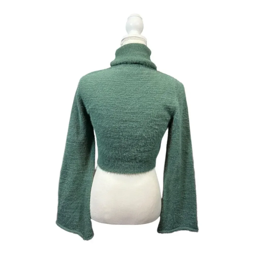 HYFVE Green Cropped Turtleneck Sweater - Size Medium - Picture 6 of 7